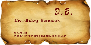 Dávidházy Benedek névjegykártya