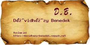Dávidházy Benedek névjegykártya